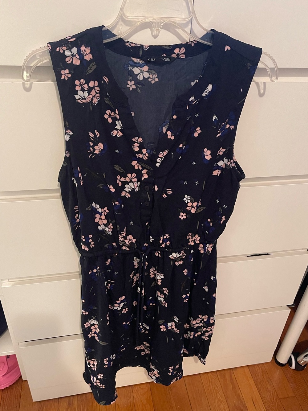 41 Hawthorn Navy Sleeveless Floral Tie-Waist Dress